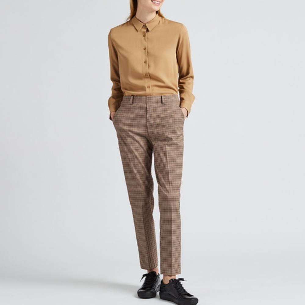 Uniqlo Tan Tattersall EZY Ankle Pants Size Small (26-27)